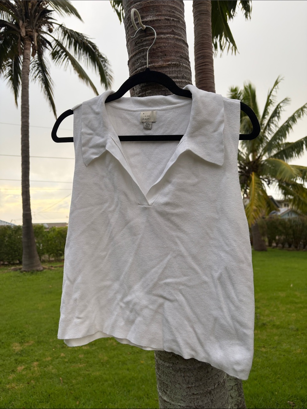 a new day White Collared Sleeveless Polo Tank